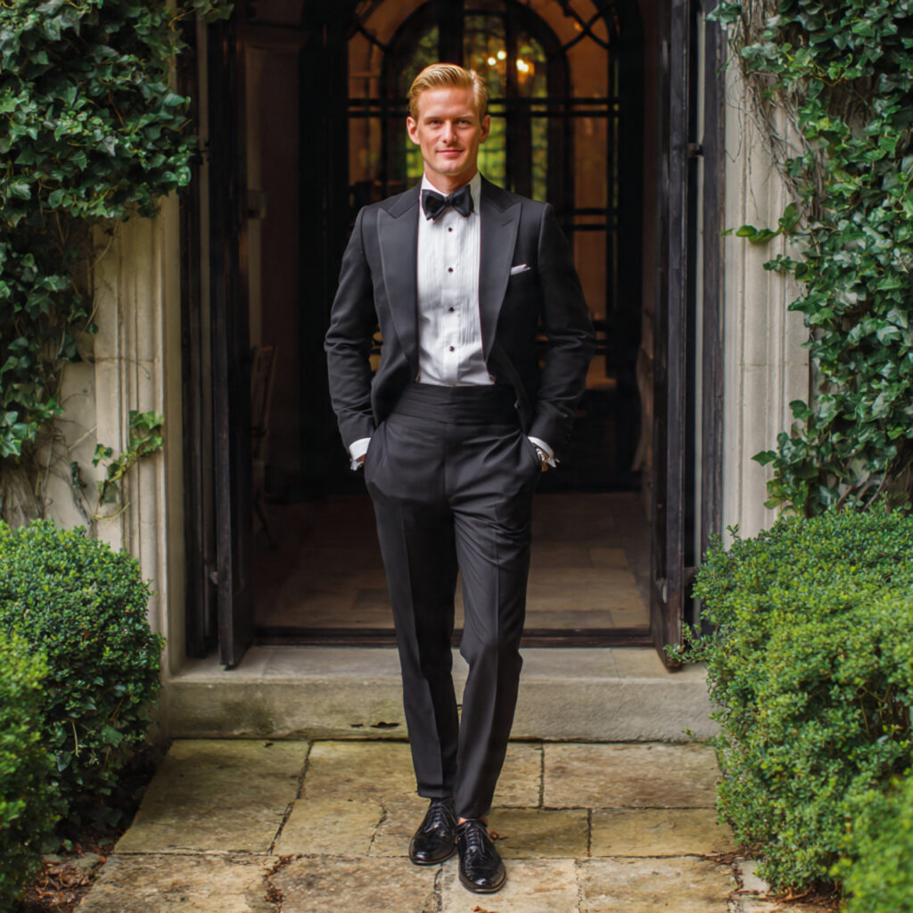 25 Black Tie Wedding Attire Ideas for a Stunning Look 17 Cummerbund and Bow Tie Combination