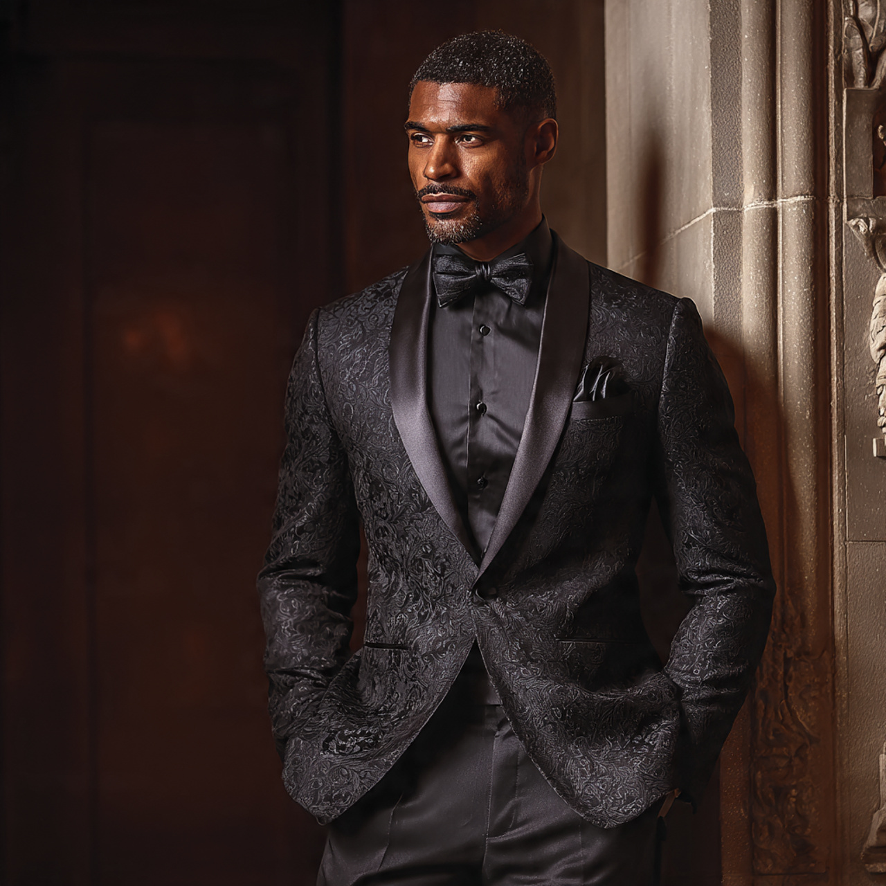 25 Black Tie Wedding Attire Ideas for a Stunning Look 13 Textured Tuxedo