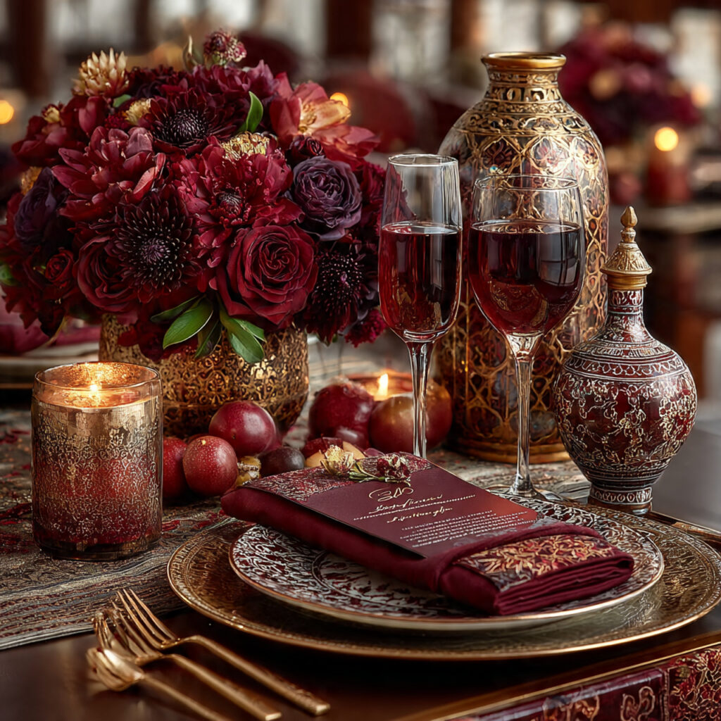 maroon and gold wedding palette rich cultural