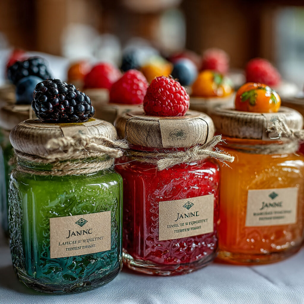 20 Unique Wedding Giveaways Ideas for Meaningful Favours 10 mini glass jam jars vibrant fruit colors