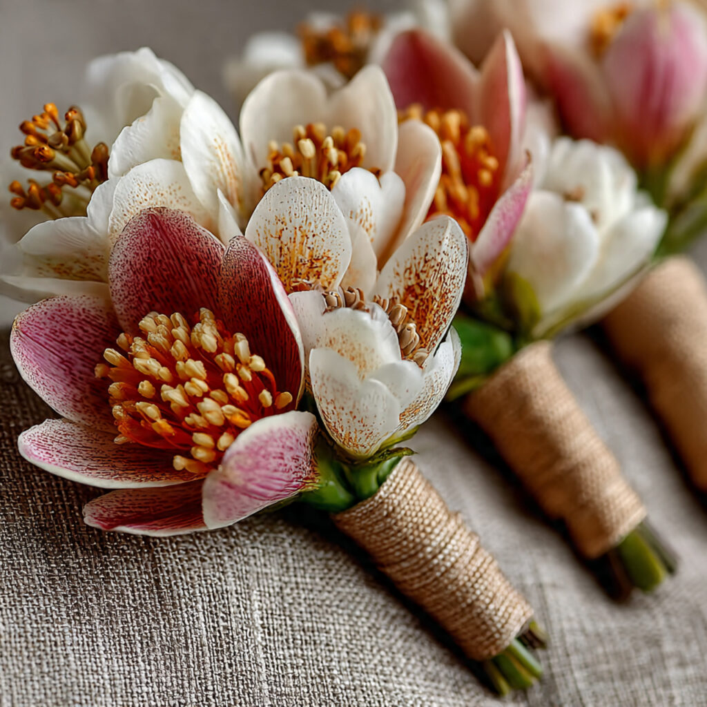 24 Affordable Wedding Flower Cost Ideas for Elegant Celebrations 12 minimalist boutonnieres with single stem flowers clean