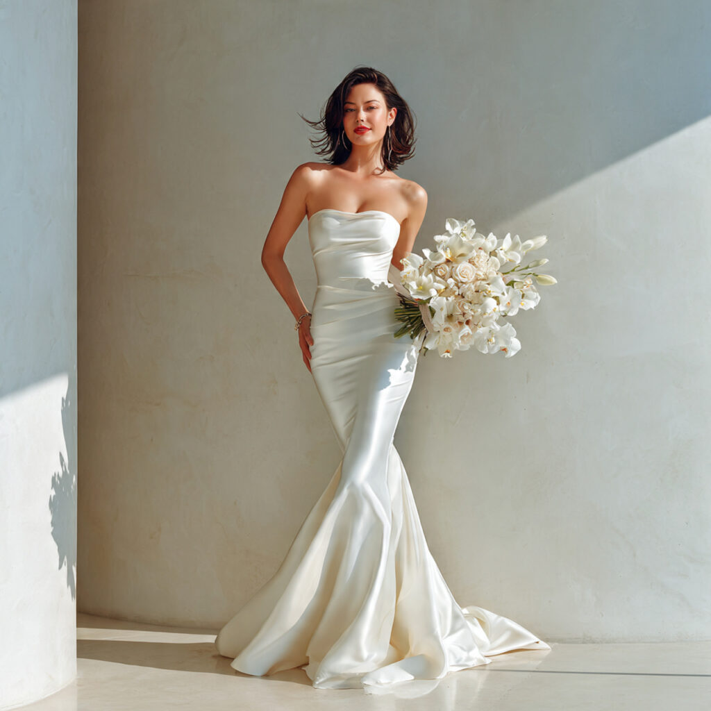 21 Best Dream Wedding Ideas Dresses to Inspire Your Look 1 minimalist bridal portrait bride wearing pure silk