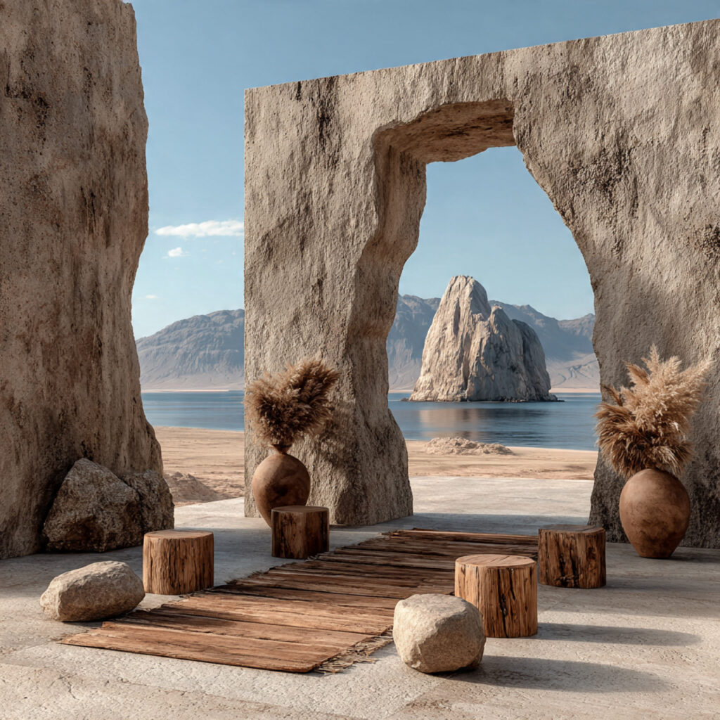 minimalist desert wedding backdrop simple stone or 1