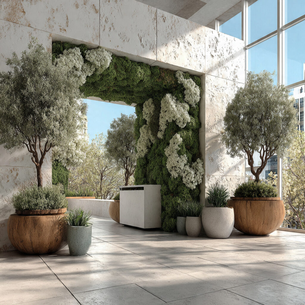 minimalist outdoor greenery wall backdrop boxwood and 1