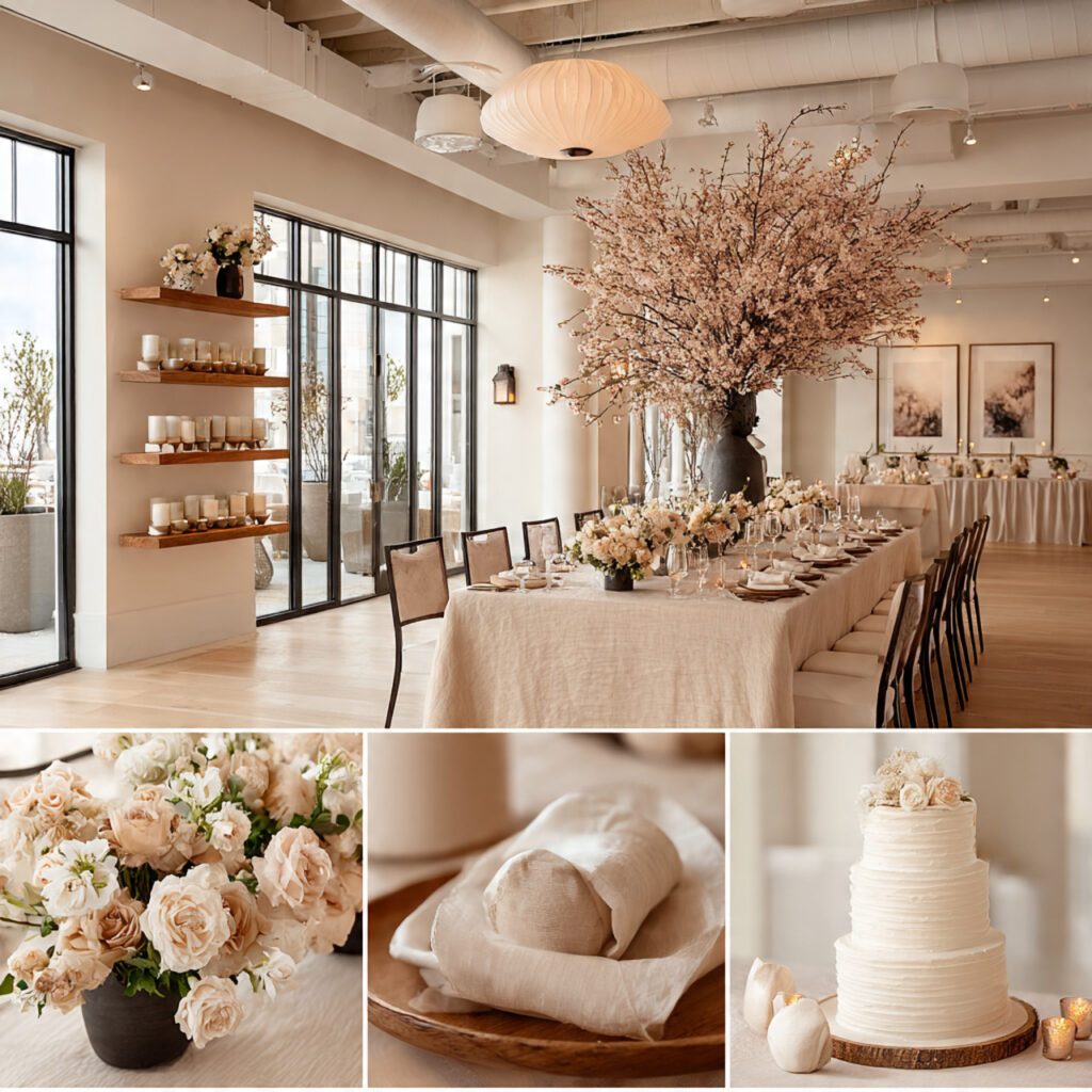 minimalist wedding decor with seasonal flowers elegant