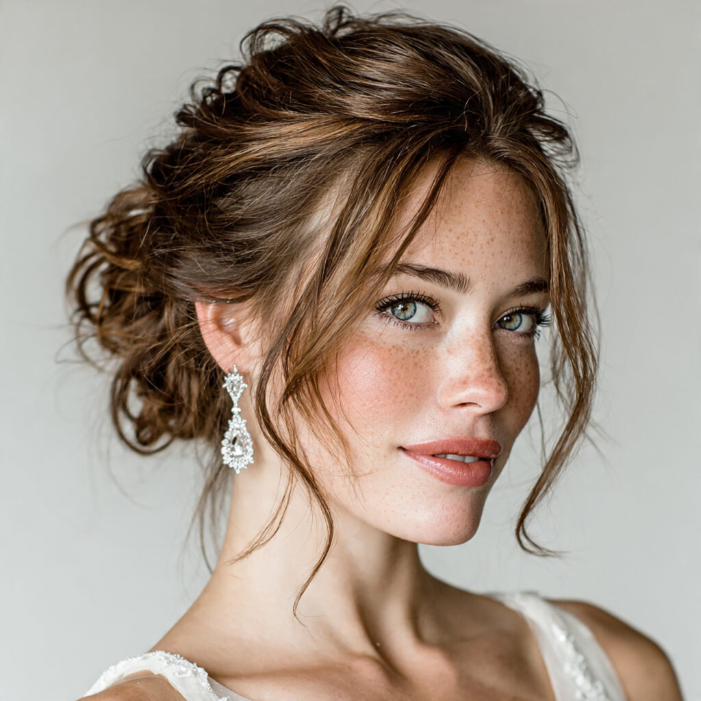 modern chic updo hairstyle paired with cocktail