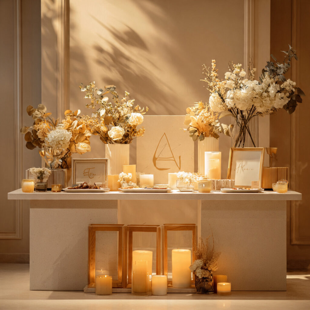 modern minimalist wedding setup eco friendly decorations personalized