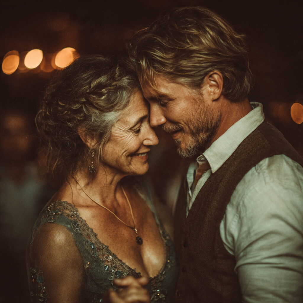 mother of the groom and groom dancing