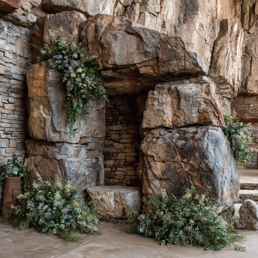 natural stone wall wedding backdrop rugged texture 1