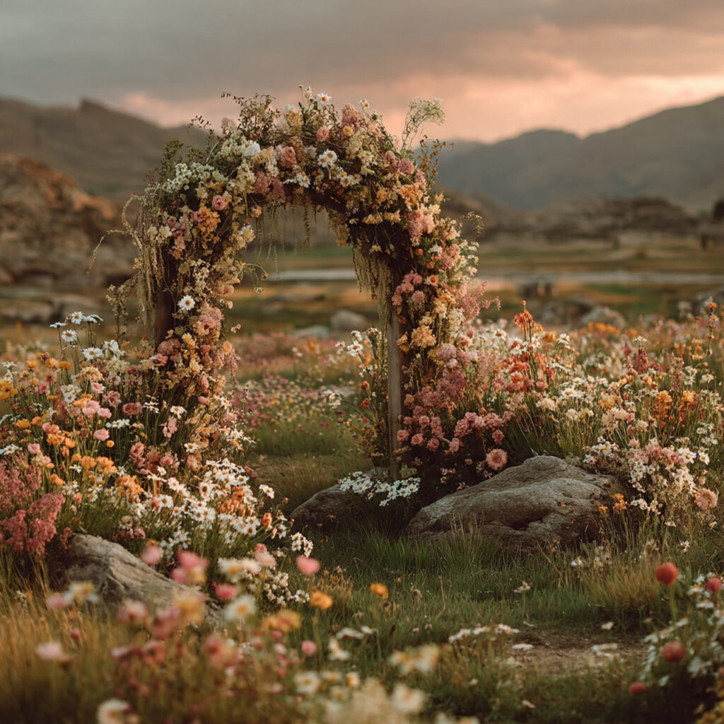 natural wildflower meadow as wedding backdrop simple 1