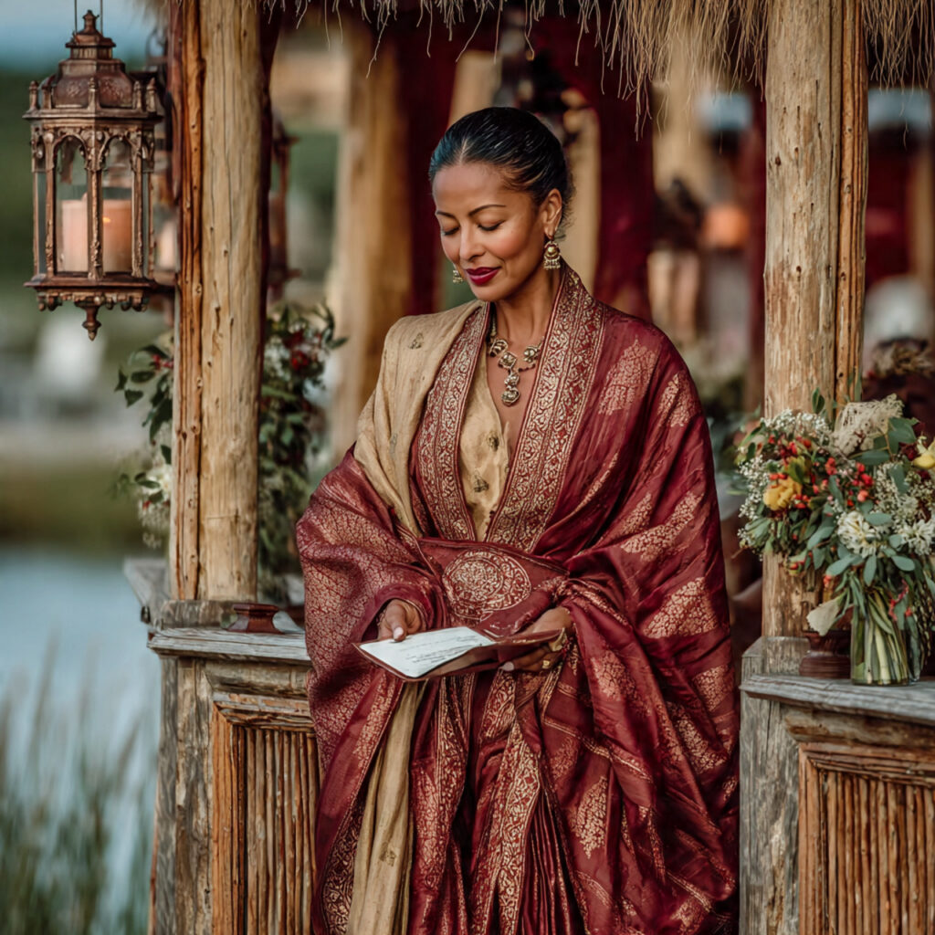 officiant wearing traditional cultural attire like a