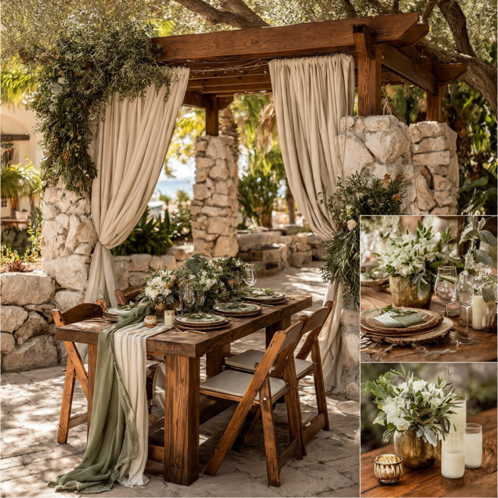 olive and cream wedding palette rustic outdoor