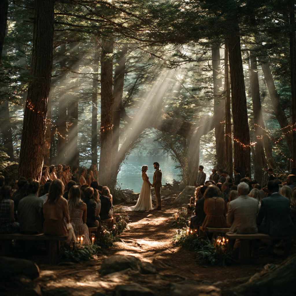 outdoor micro wedding in forest beach or