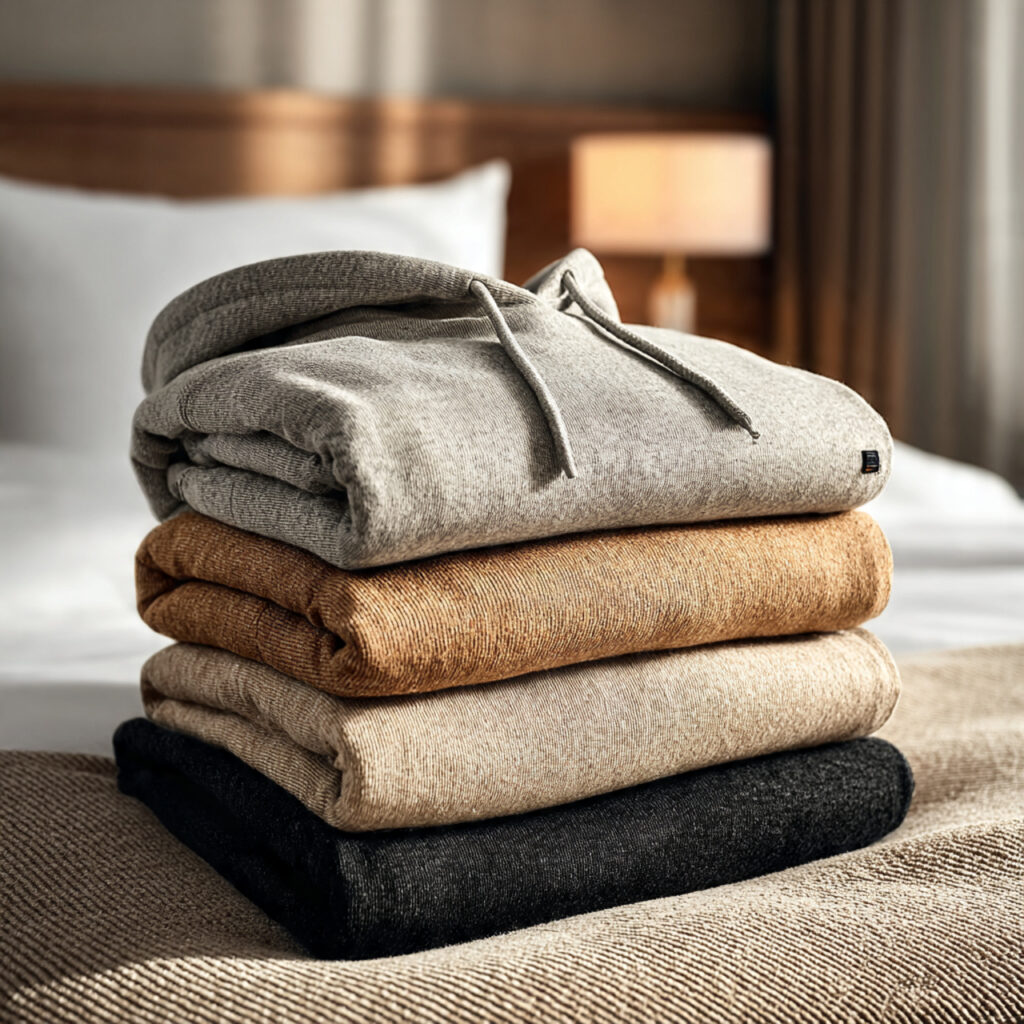 oversized soft hoodie folded neatly neutral tones