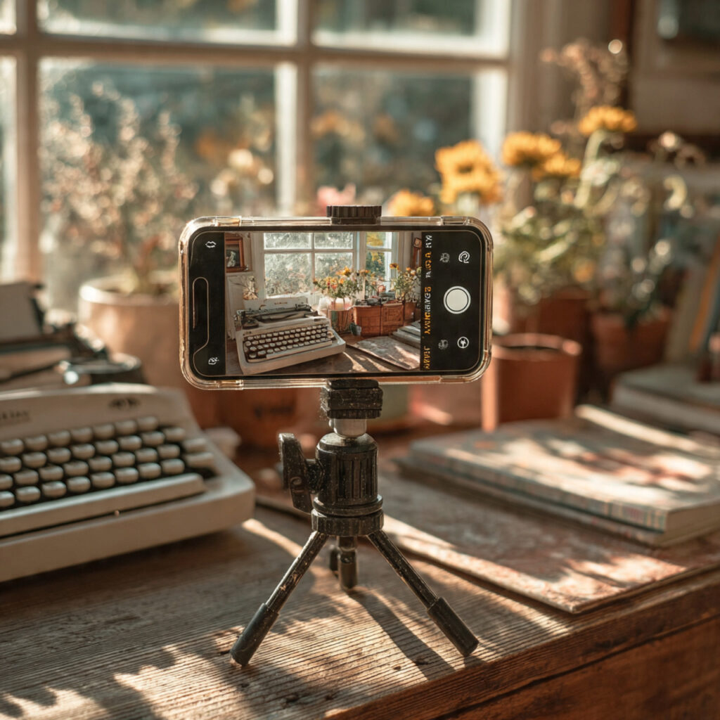 phone on a stand recording a heartfelt