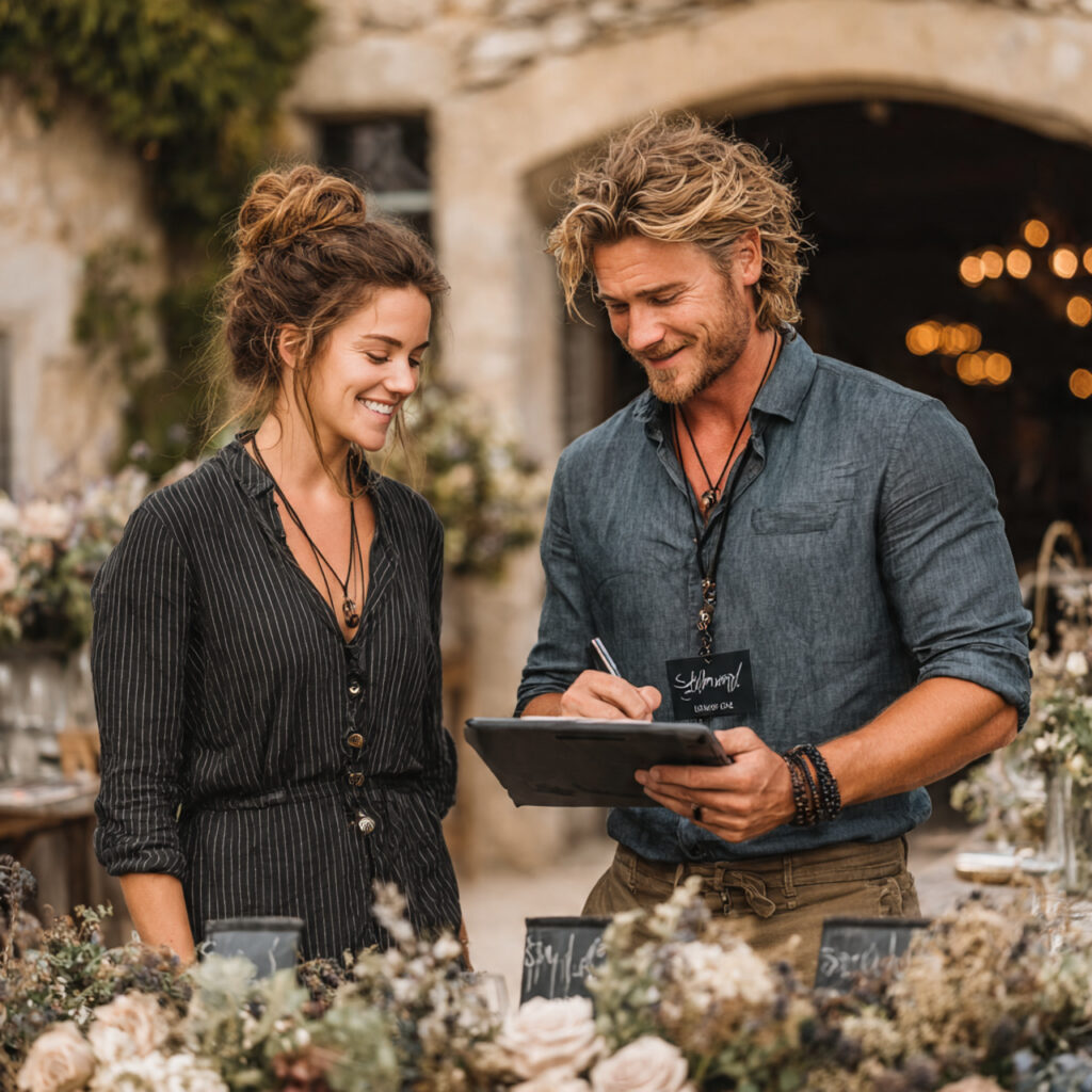 20 ideas for Essential Wedding Photographer Checklist for a Flawless Wedding 9 photographer talking to wedding planner and florist