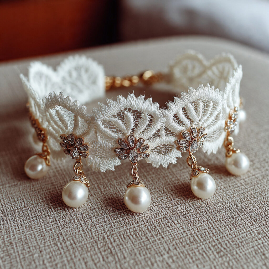 photorealistic bridal lace garter with scalloped lace