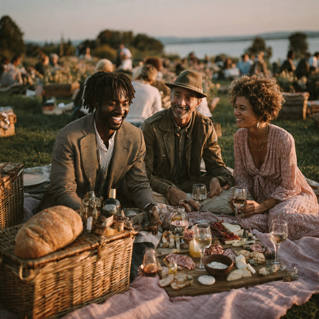 picturesque picnic setup in a park woven