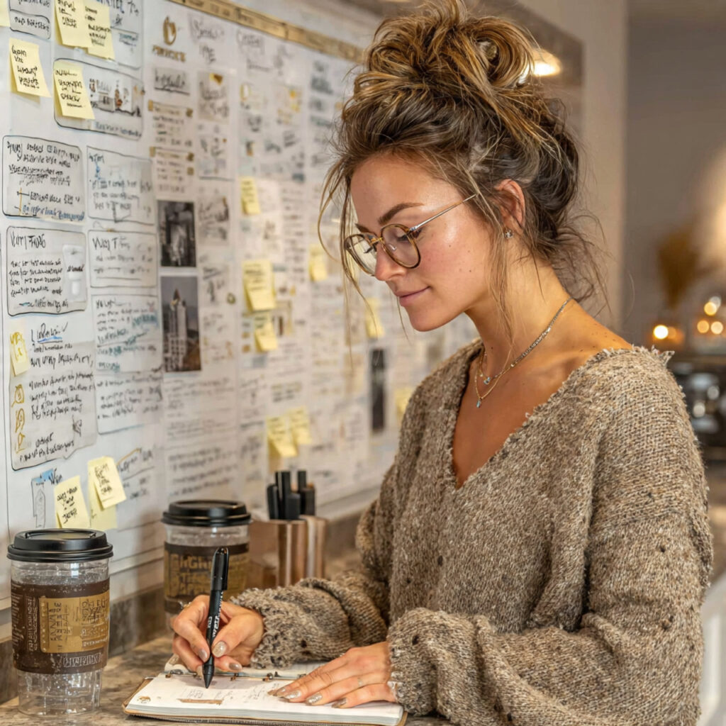 planner creating a detailed wedding timeline on