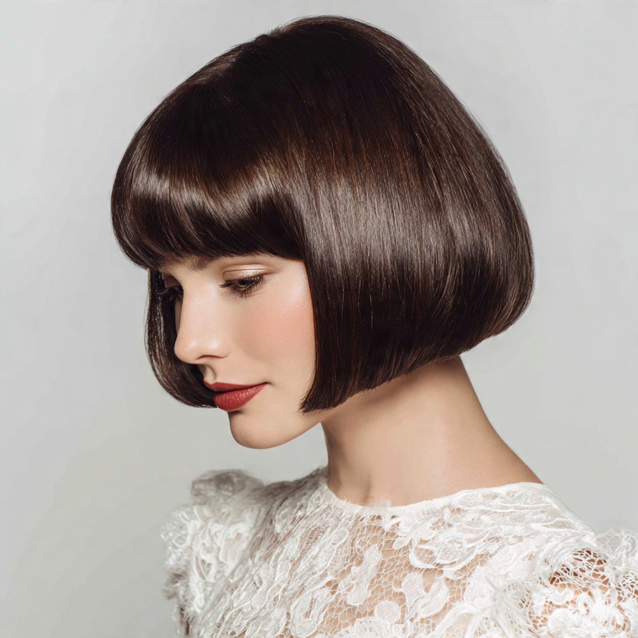30 Gorgeous Wedding Hairstyles For Short Hair Ideas for Modern Brides 6 French Bob with Bright Shine