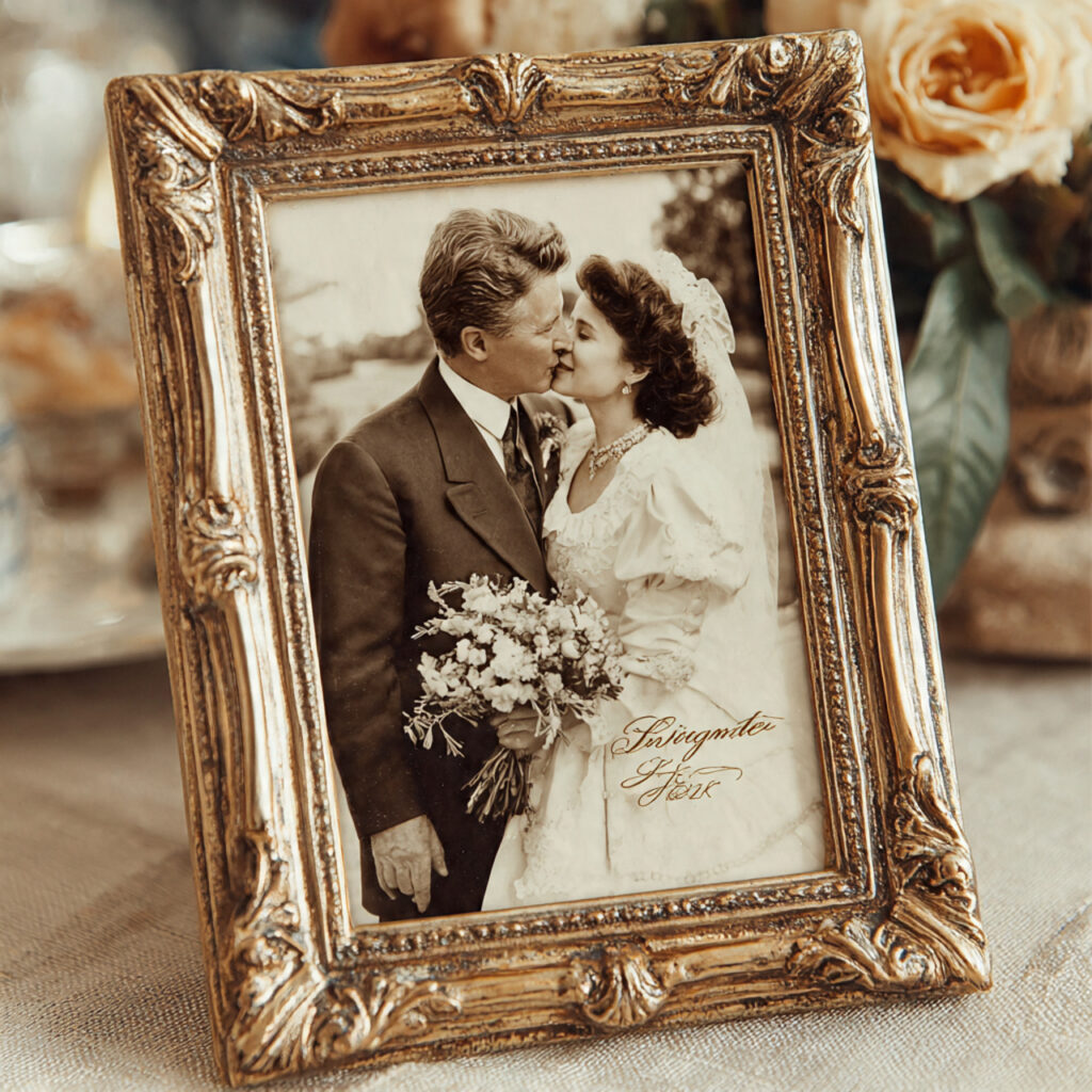 19 Meaningful 50th Anniversary Gift Ideas for a Golden Year 2 prompt elegant gold photo frame with minimalist