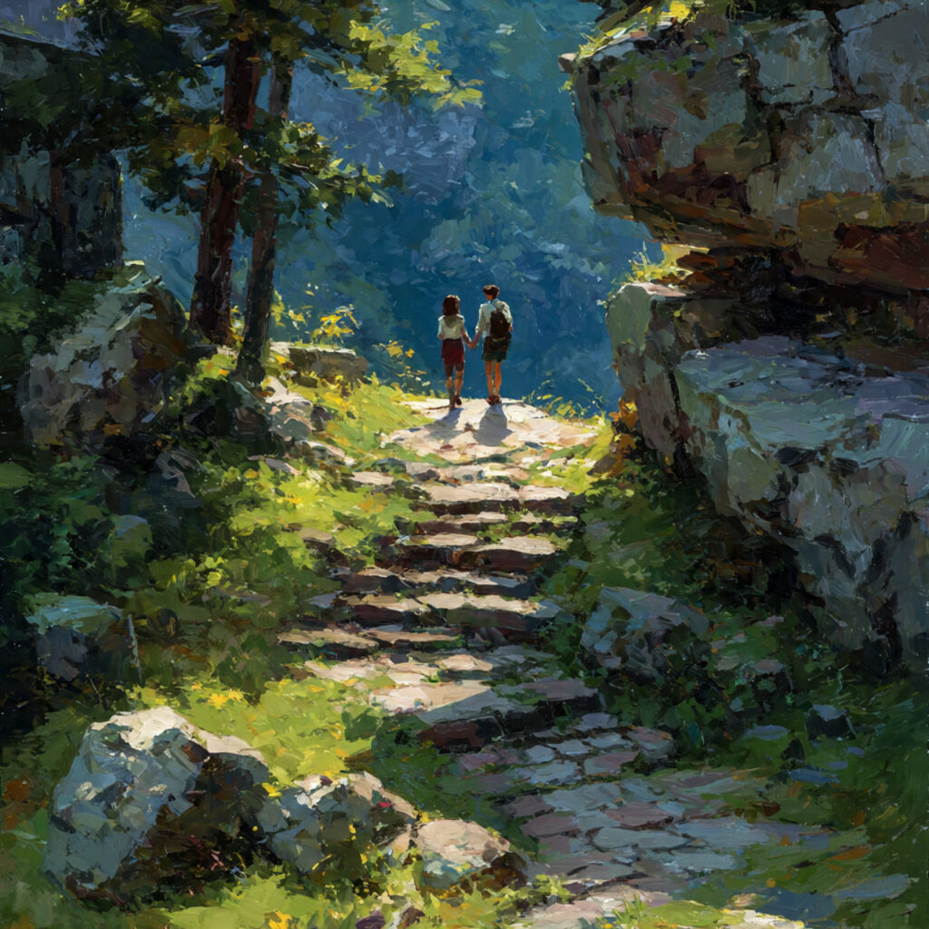 proposal during hike or outdoor adventure couple