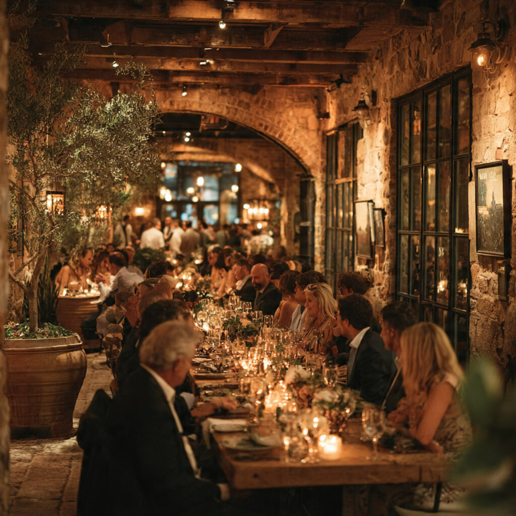 restaurant wedding reception with attentive staff servers