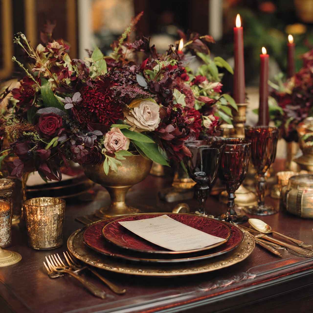 Rich Burgundy and Gold Elegance