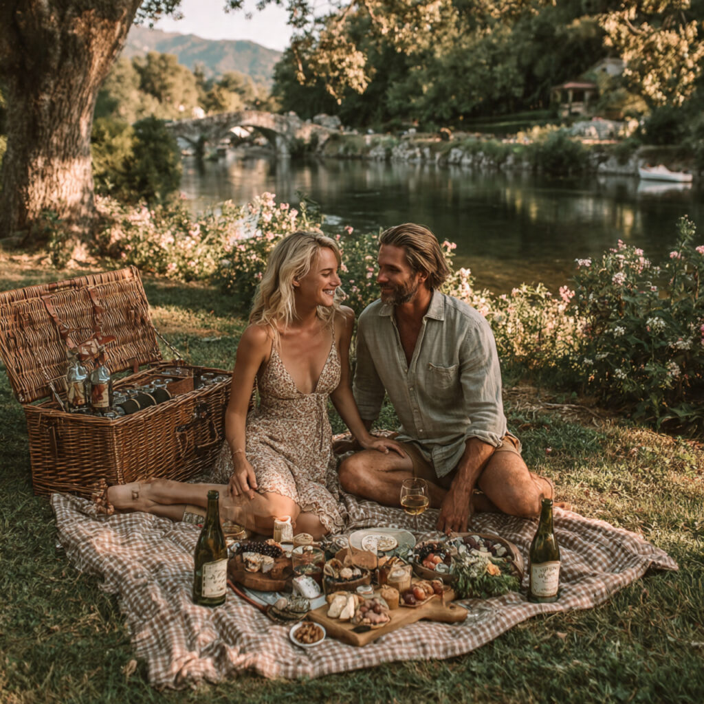 romantic outdoor picnic engagement party picnic blankets