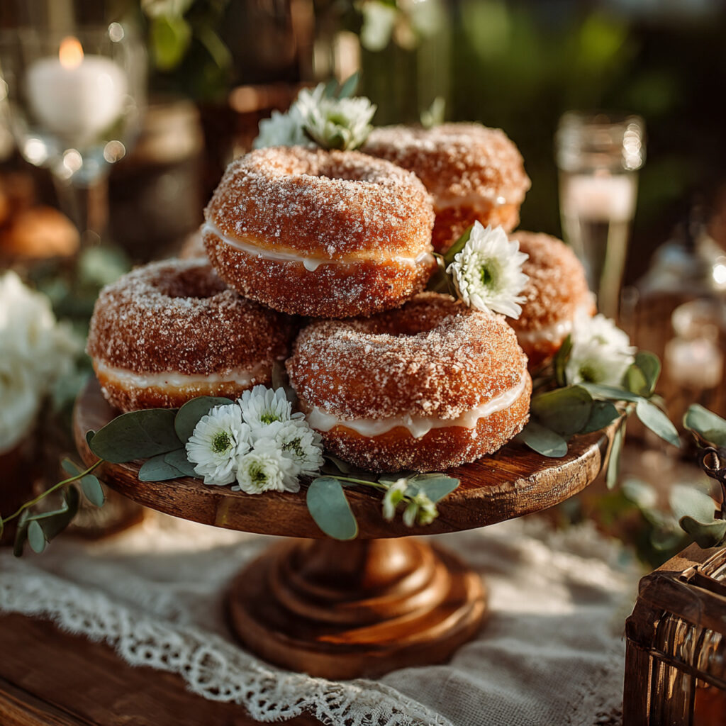 rustic donut cake with cinnamon sugar and