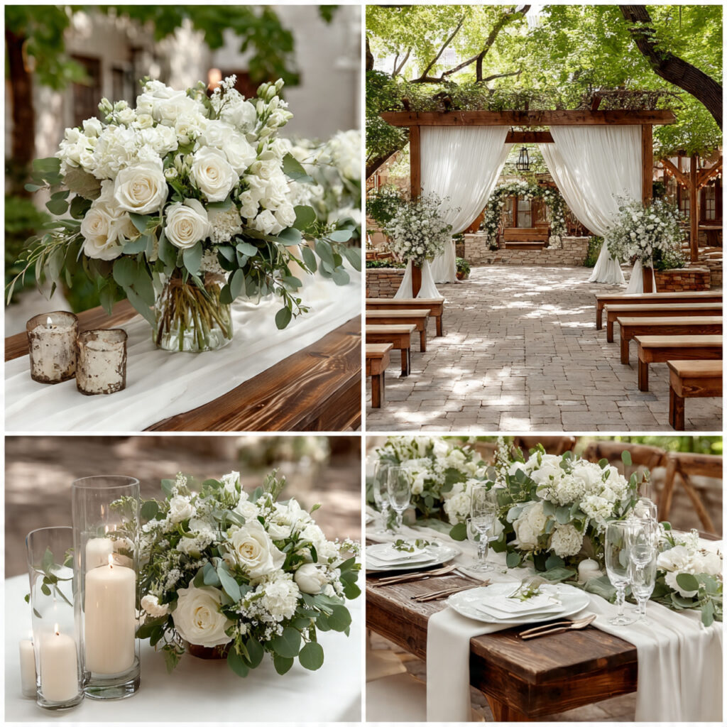 sage and white wedding palette organic garden