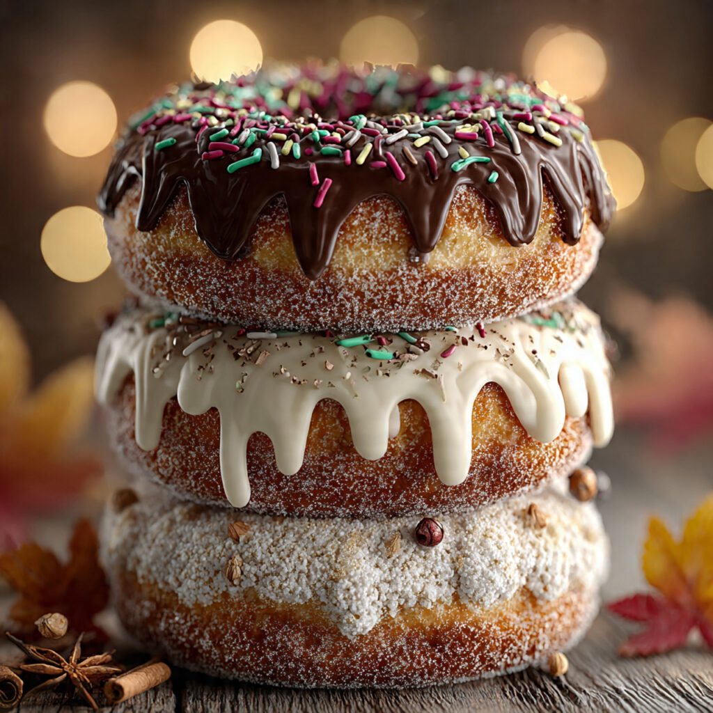 seasonal donut cake with pumpkin spice and