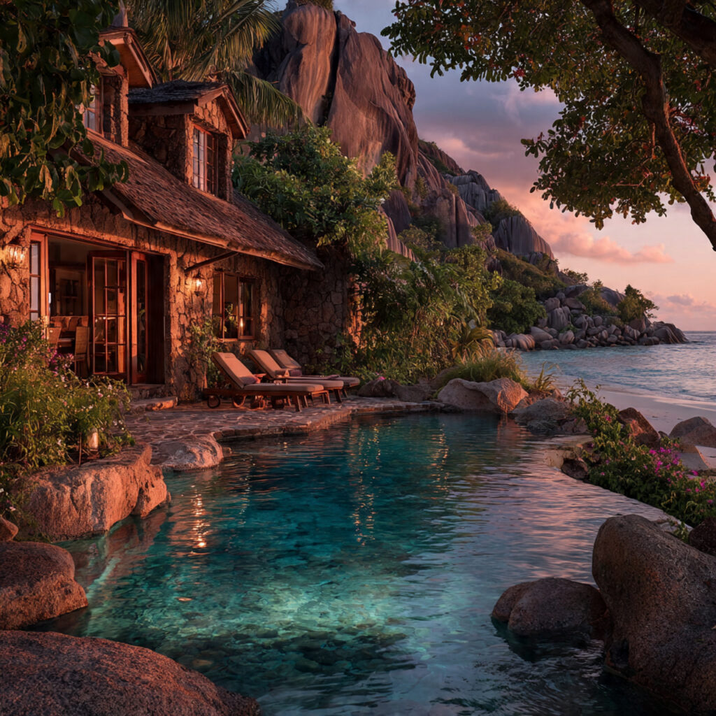 secluded seychelles honeymoon villa on hill overlooking