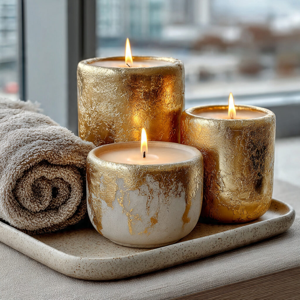 19 Meaningful 50th Anniversary Gift Ideas for a Golden Year 16 set of gold foiled candles with warm flame