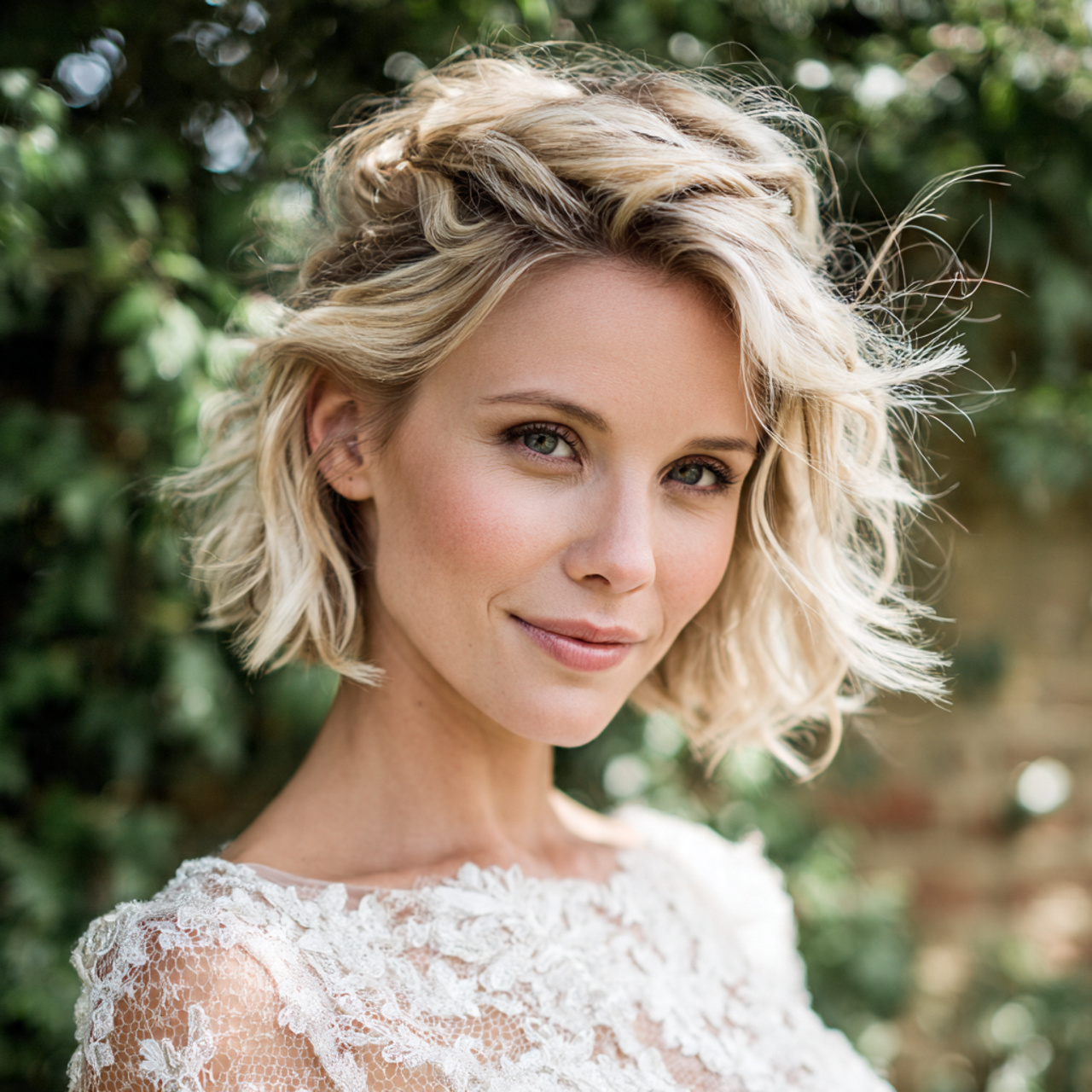 30 Gorgeous Wedding Hairstyles For Short Hair Ideas for Modern Brides 14 Half-Pinned Waves