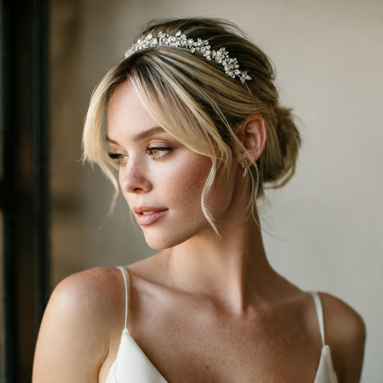 30 Gorgeous Wedding Hairstyles For Short Hair Ideas for Modern Brides 20 Short Hair with Bejeweled Headband