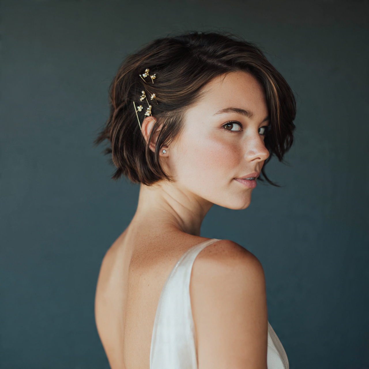 30 Gorgeous Wedding Hairstyles For Short Hair Ideas for Modern Brides 29 Short Hair with Minimalist Metal Pins