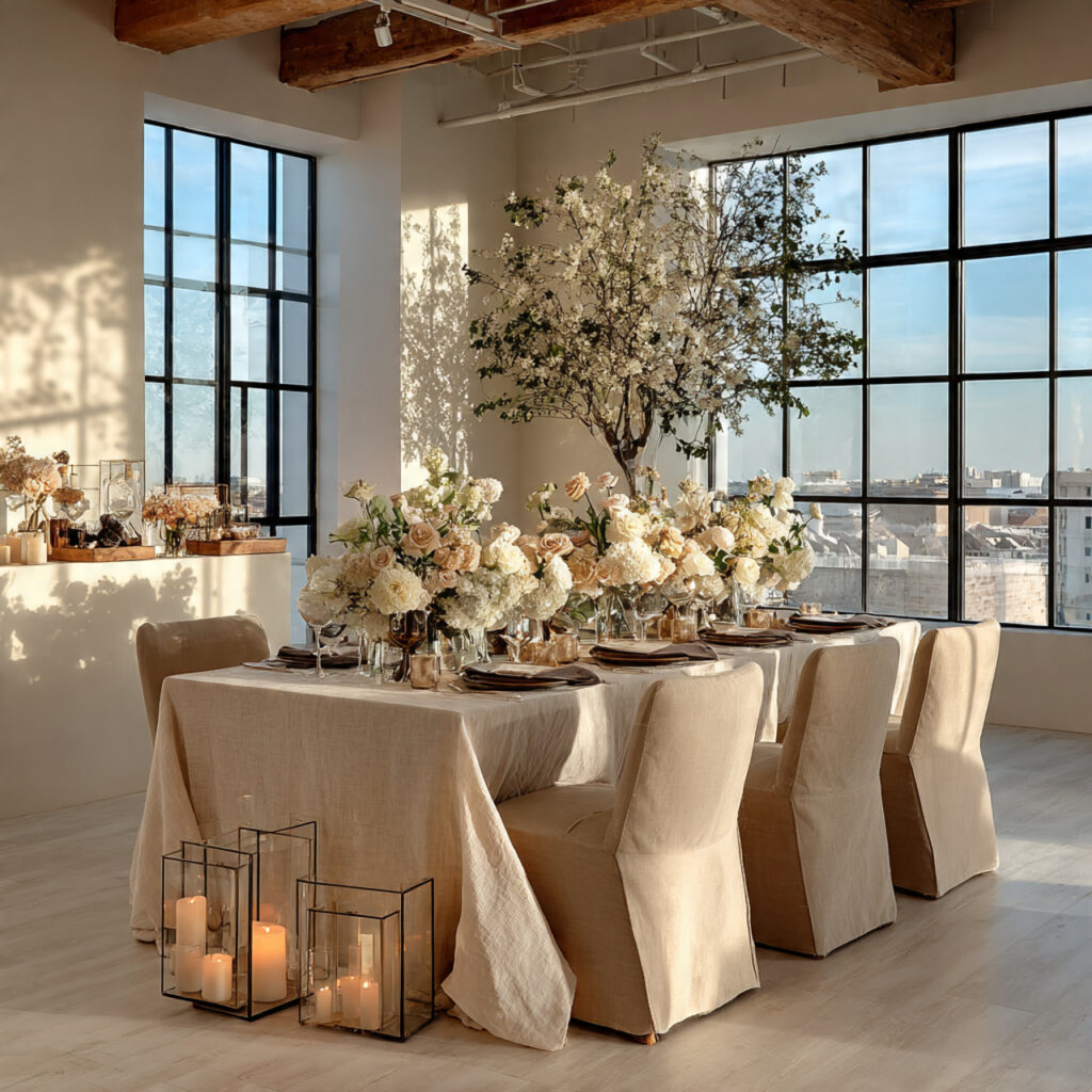 simple yet elegant wedding table setup minimal