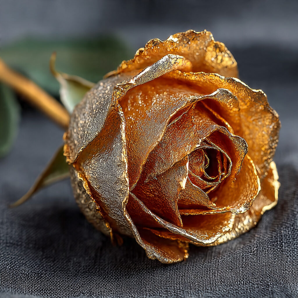 19 Meaningful 50th Anniversary Gift Ideas for a Golden Year 12 single real rose dipped in gold placed
