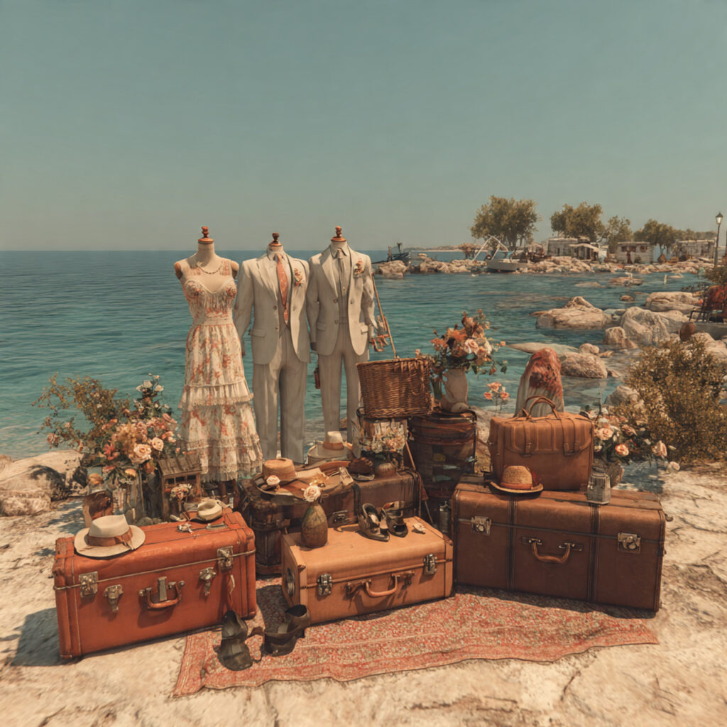 small bridal party preparing for destination wedding