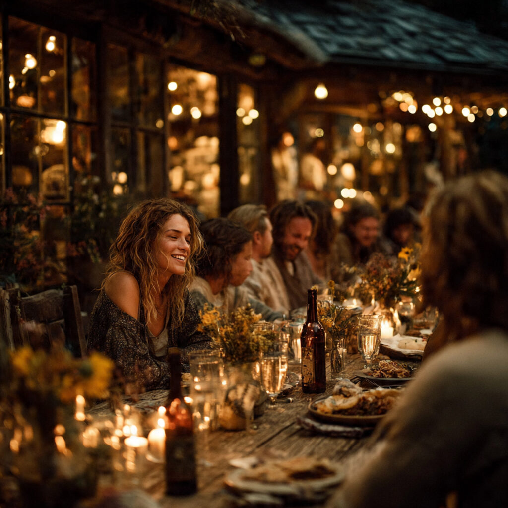 small intimate dinner setting with family and