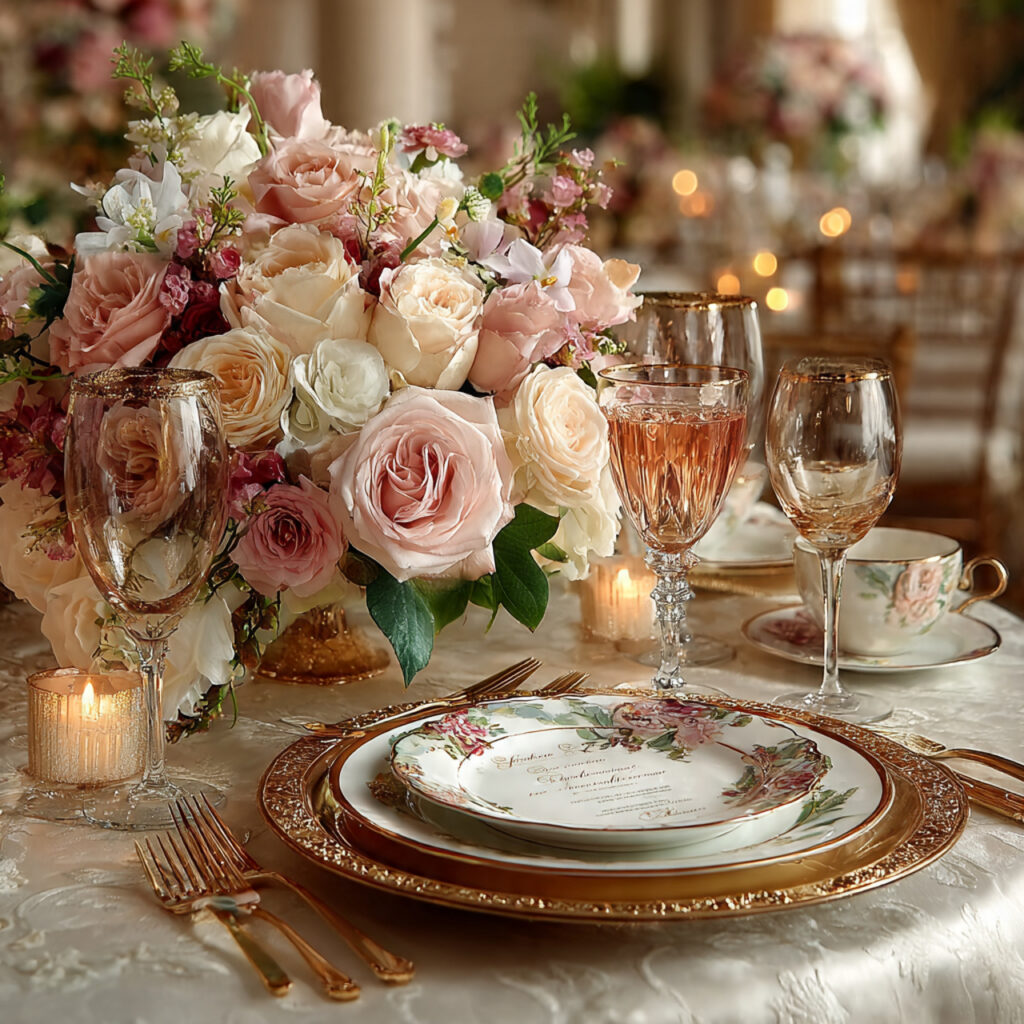 small luxuries elegant table setting high end floral piece
