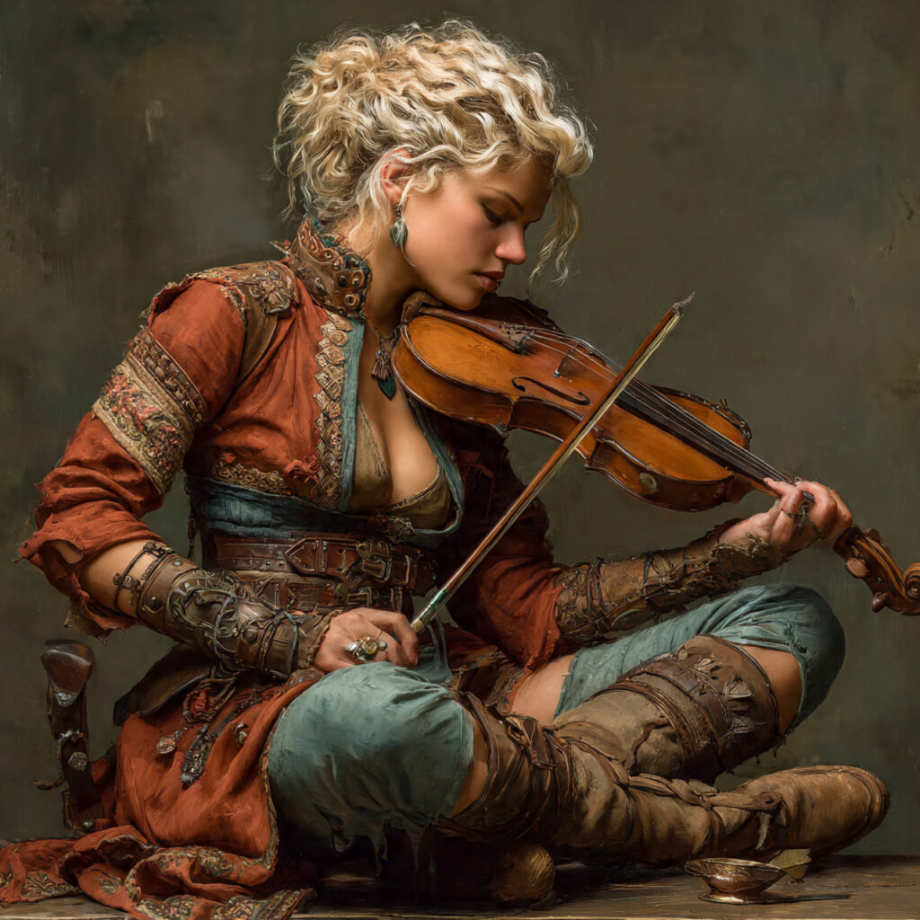 solo musician violinist guitarist or harpist stylize 490