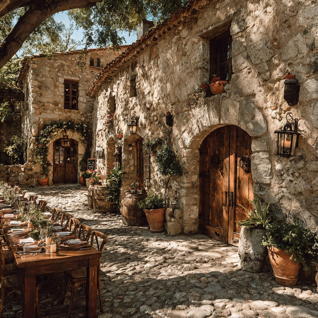 spanish countryside wedding rustic hacienda stone courtyard
