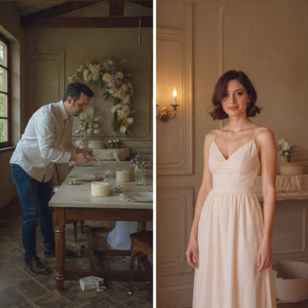 split scene of diy wedding decor elements 1 1