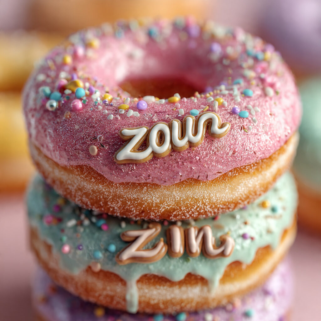 stacked donuts decorated with custom acrylic or