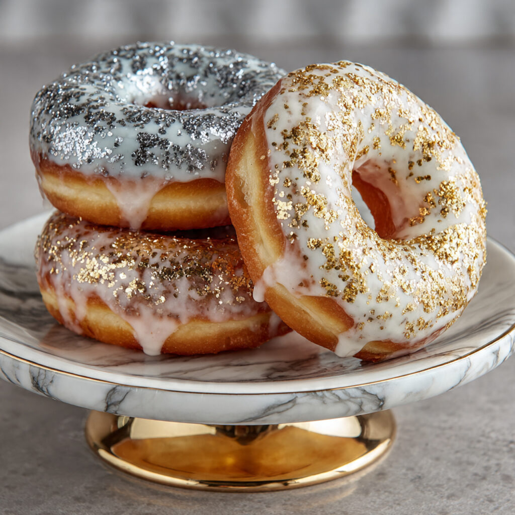 stacked donuts with metallic edible gold and