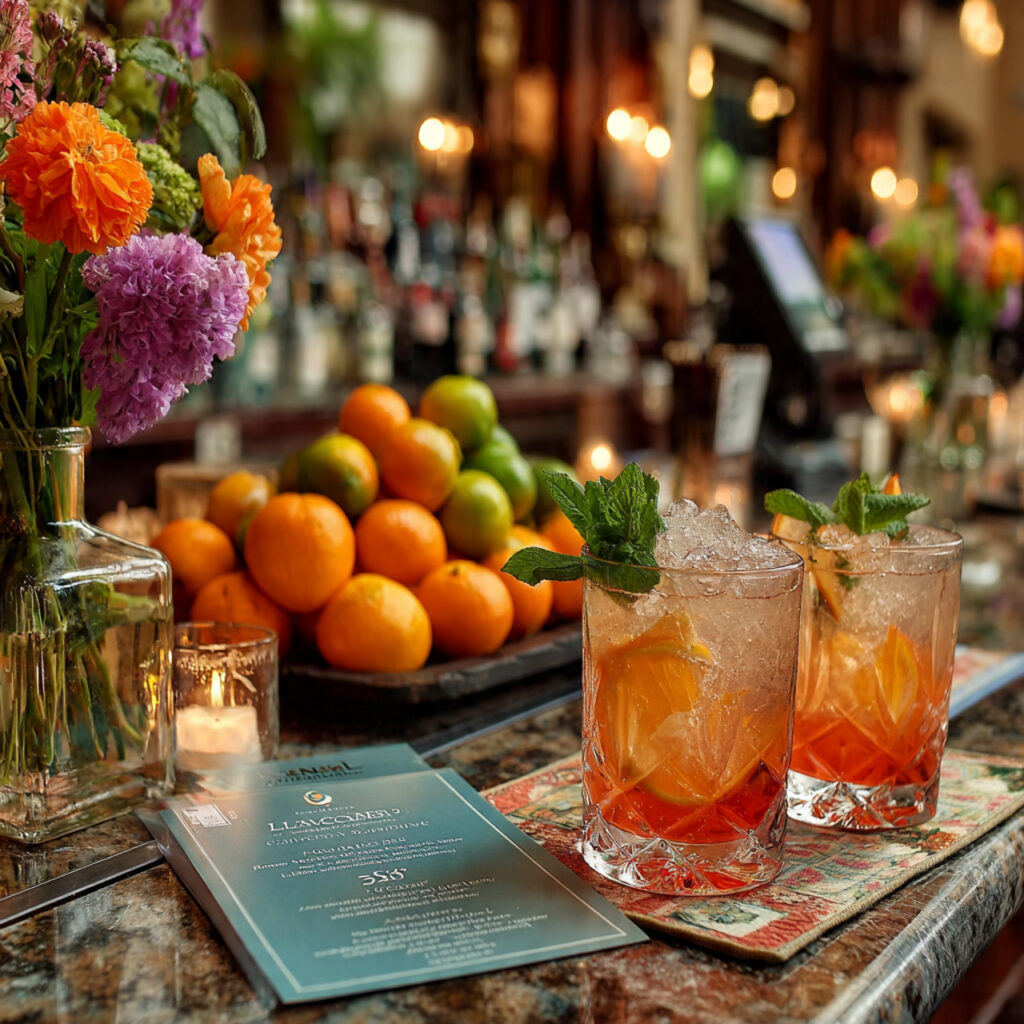 stylish bar setup with a limited drink