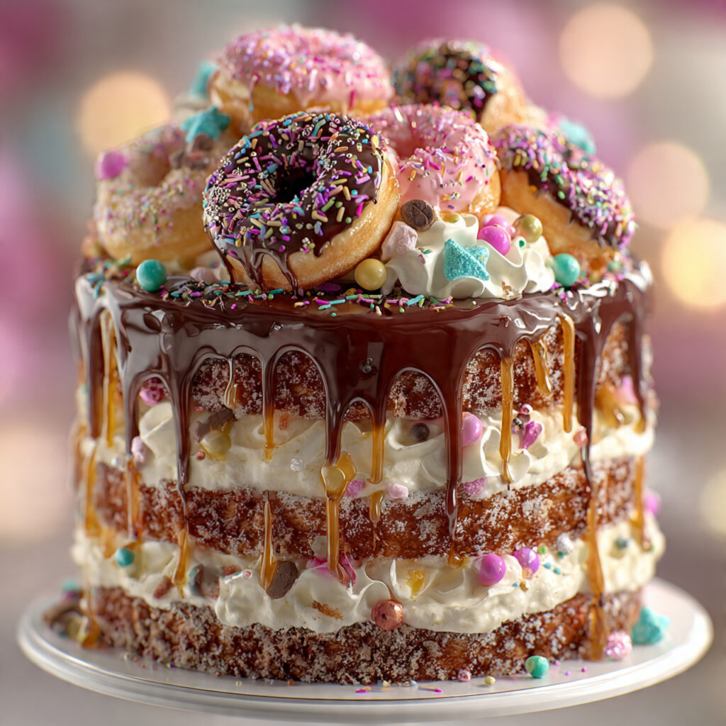 tall cake with layers of regular cake