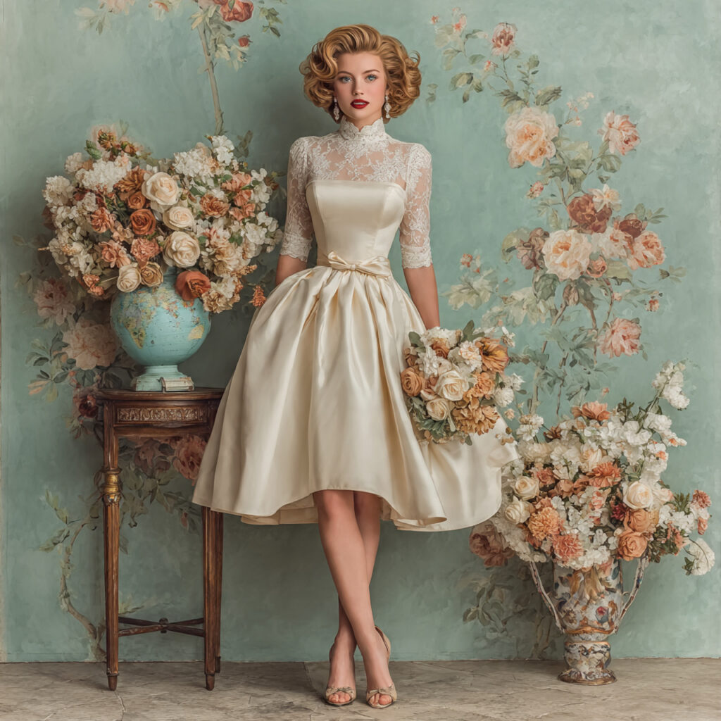 21 Best Dream Wedding Ideas Dresses to Inspire Your Look 8 tea length vintage wedding dress swing skirt retro